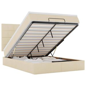 vidaXL Estructura de cama otomana con colch&oacute;n tela crema 140x200cm