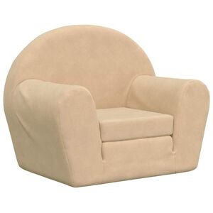 vidaXL Sof&aacute; cama infantil de felpa suave color crema