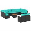 vidaXL Set de sof&aacute;s de jard&iacute;n y cojines 13 pzas rat&aacute;n sint&eacute;tico negro
