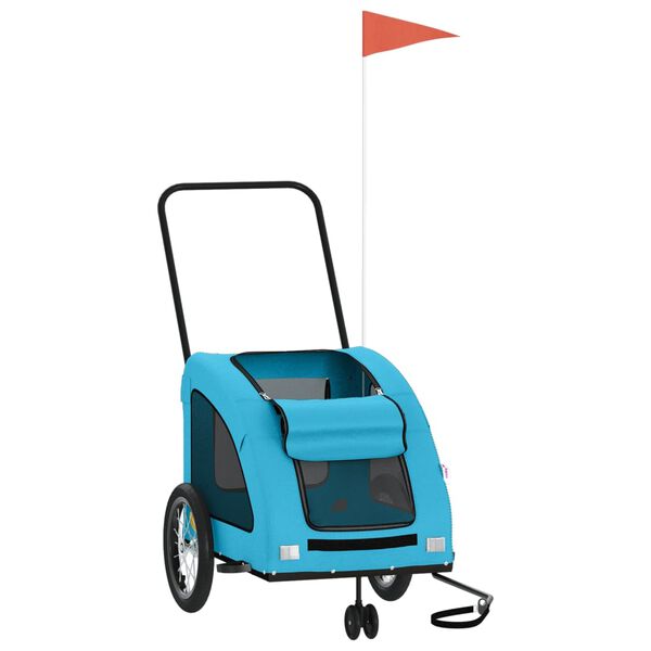 vidaXL Remolque de bicicleta mascotas hierro tela Oxford azul