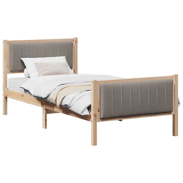 vidaXL Estructura de cama con cabecera Marr&oacute;n y taupe 90 x 190 cm