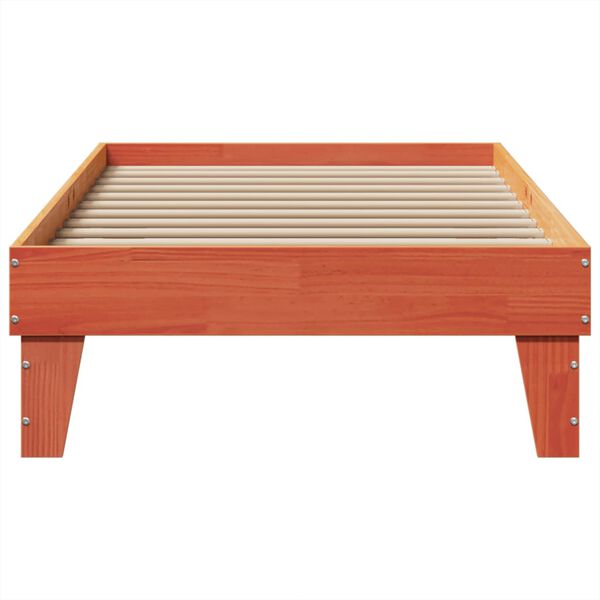 vidaXL Estructura de cama sin colch&oacute;n madera maciza marr&oacute;n 75x190 cm
