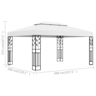 vidaXL Cenador con doble techo blanco 3x4 m