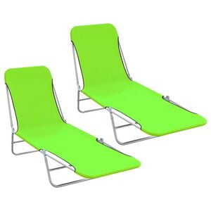 vidaXL Tumbonas plegables 2 unidades acero y tela verde