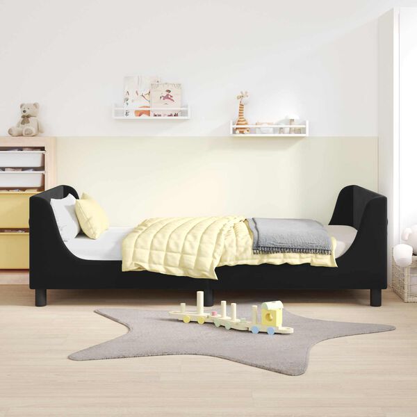vidaXL Cama para ni&ntilde;os con cabecero Negro 90 x 200 cm Terciopelo