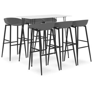 vidaXL Mesa alta y taburetes de bar 7 piezas blanco y gris