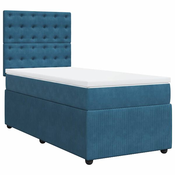 vidaXL Cama box spring con colch&oacute;n terciopelo azul oscuro 100x200 cm