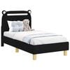 vidaXL Estructura de cama para ni&ntilde;os peque&ntilde;os con cabecera Negro Tela