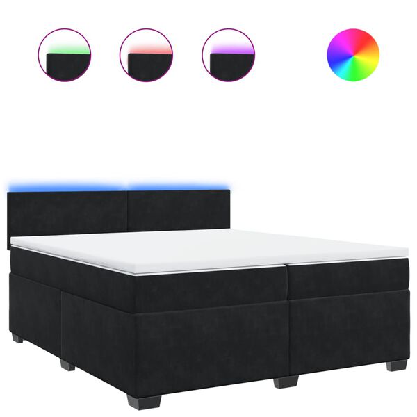 vidaXL Cama box spring con colch&oacute;n terciopelo negro 200x200 cm