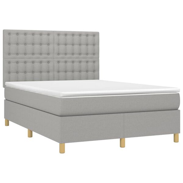 vidaXL Cama box spring con colch&oacute;n tela gris claro 140x200 cm