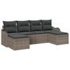 vidaXL Conjunto de sof&aacute; de jard&iacute;n 6 uds. Gris rat&aacute;n sint&eacute;tico