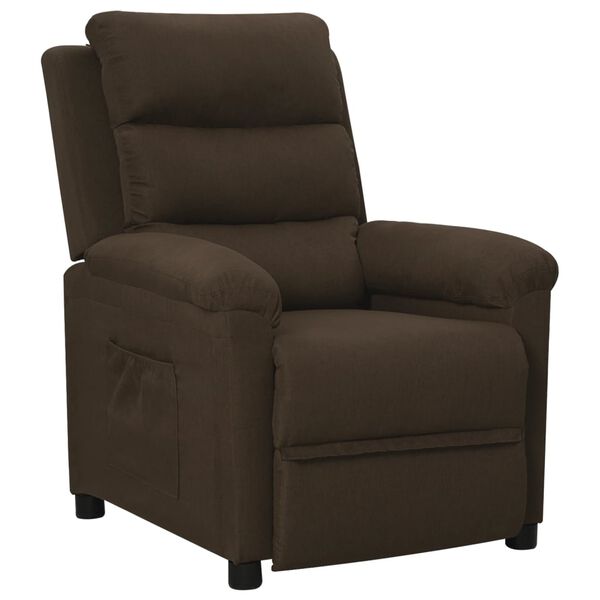 vidaXL Sillón reclinable de tela marrón oscuro