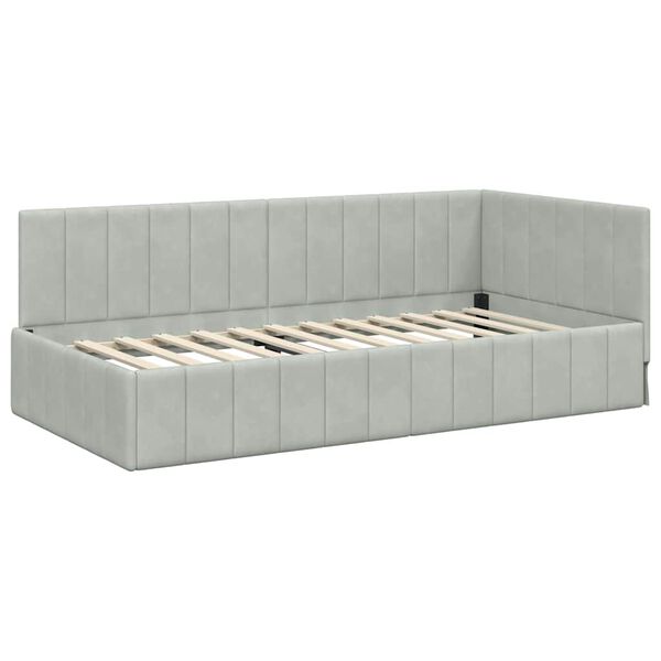 vidaXL Estructura de cama en esquina Gris Claro 90 cm x 200 cm