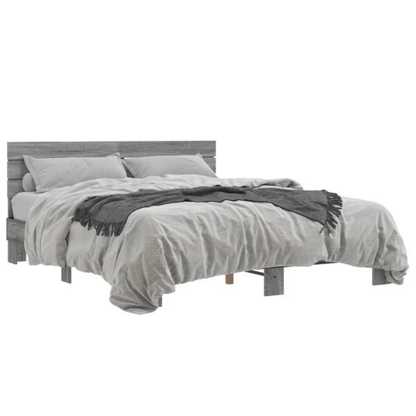 vidaXL Estructura cama madera ingenier&iacute;a metal gris Sonoma 160x200 cm