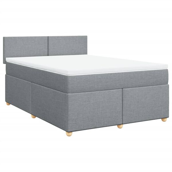 vidaXL Cama box spring con colch&oacute;n tela gris claro 140x190 cm