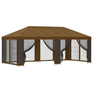vidaXL Gazebo con paredes laterales 6 x 3 m Topo Poli&eacute;ster y Acero 190