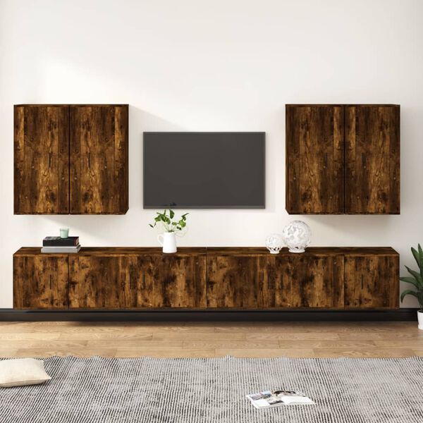 vidaXL Set de muebles de TV 8 pzas madera contrachapada roble ahumado