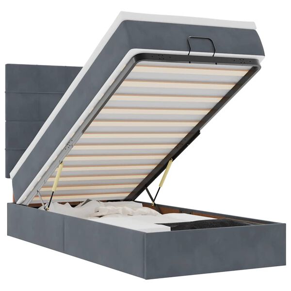 vidaXL Estructura cama otomana colchones terciopelo gris oscuro