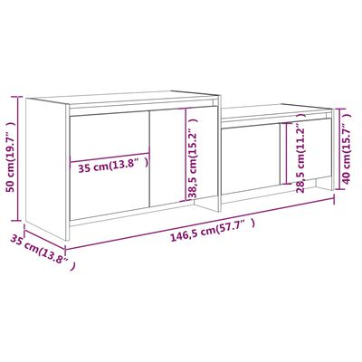 vidaXL Mueble para TV madera contrachapada blanco 146,5x35x50 cm