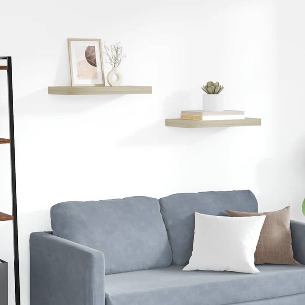 vidaXL Estantes flotantes de pared 2 uds MDF roble 50x23x3,8 cm