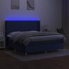 vidaXL Cama box spring colch&oacute;n y luces LED tela azul 160x200 cm