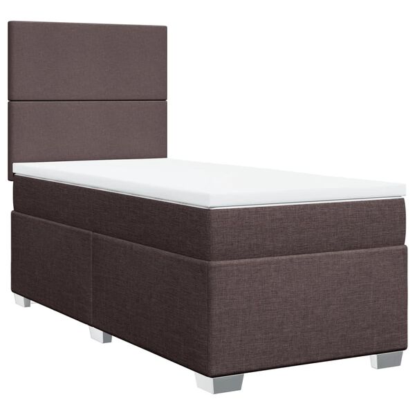 vidaXL Cama box spring con colch&oacute;n tela marr&oacute;n oscuro 80x200 cm