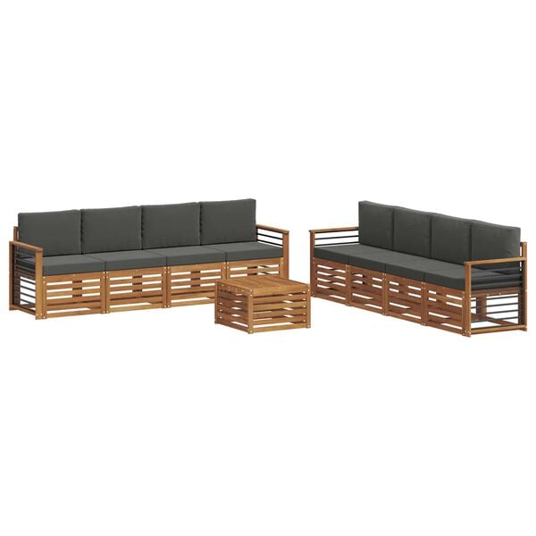 vidaXL Juegos de sof&aacute;s con coj&iacute;n 9 pcs Natural y Antracita