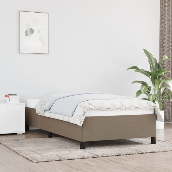 vidaXL Estructura de cama sin colch&oacute;n tela taupe 90x200 cm