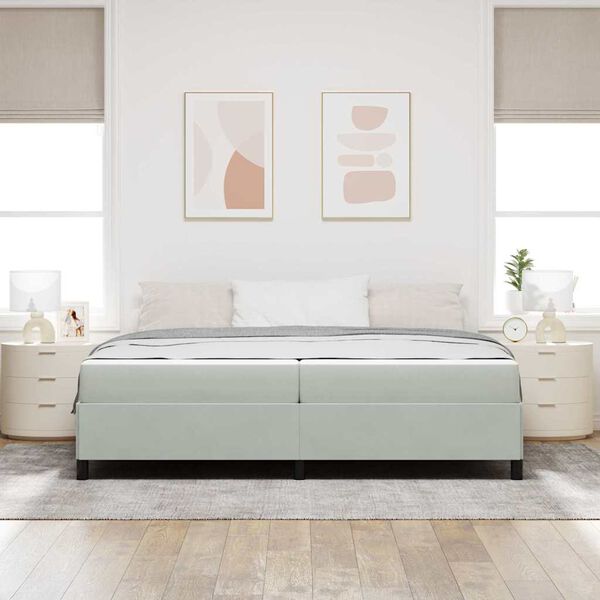 vidaXL Estructura de cama con colch&oacute;n Gris Claro 200 x 200 cm tela