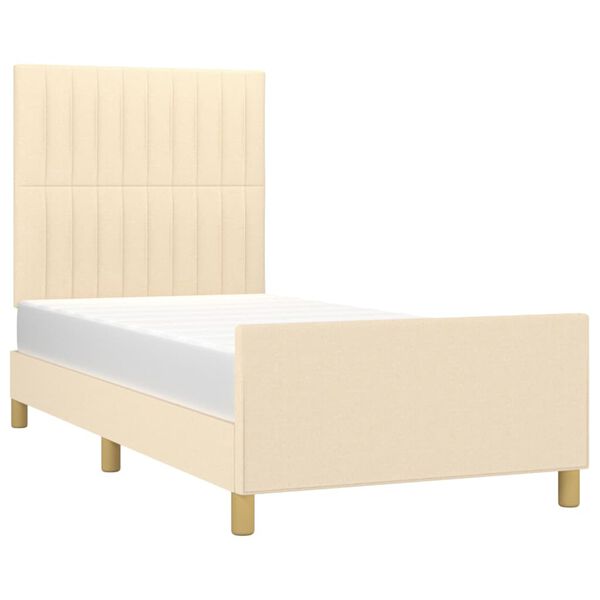 vidaXL Estructura de cama sin colch&oacute;n tela crema 100x200 cm