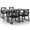 vidaXL Juego de comedor de jard&iacute;n 5 piezas rat&aacute;n PVC negro