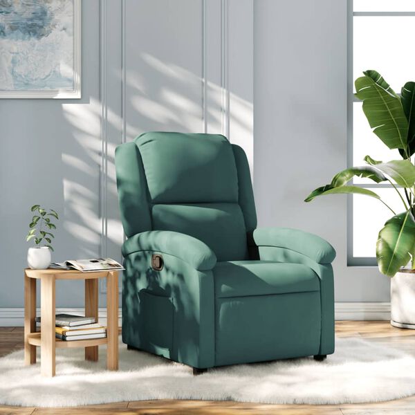 vidaXL Sill&oacute;n reclinable de terciopelo verde oscuro