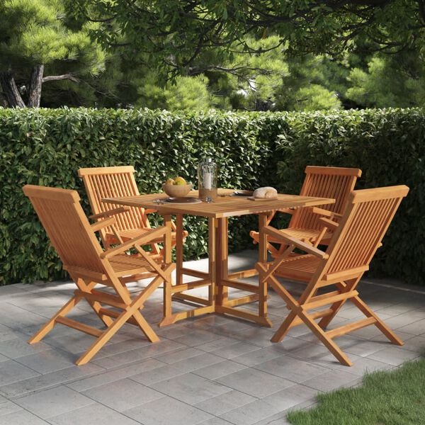 vidaXL Set de comedor de jard&iacute;n plegable 5 pzas madera maciza de teca