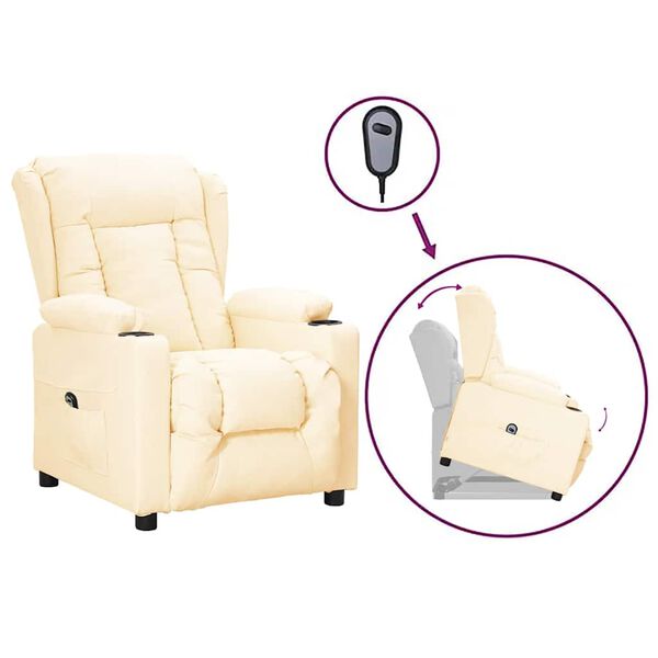vidaXL Sill&oacute;n elevable cuero sint&eacute;tico crema