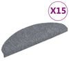 vidaXL Felpudos autoadhesivos para escaleras, 15 unidades, 65 x 21 x 4 cm, gris claro, semicirculares, grandes