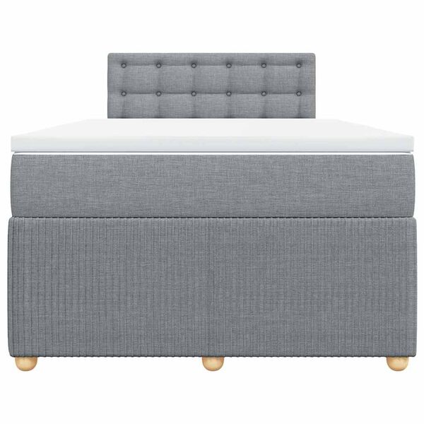 vidaXL Cama box spring con colch&oacute;n tela gris claro 120x200 cm