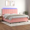 vidaXL Cama box spring colch&oacute;n y LED terciopelo rosa 200x200 cm