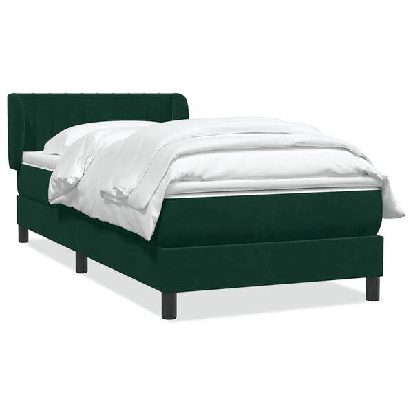 vidaXL Cama box spring con colch&oacute;n terciopelo verde oscuro 80x220 cm