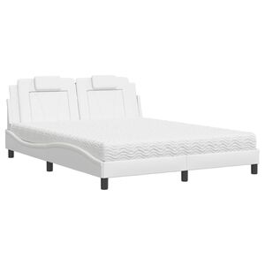 vidaXL Cama Viana con colch&oacute;n cuero sint&eacute;tico blanco 160x200 cm