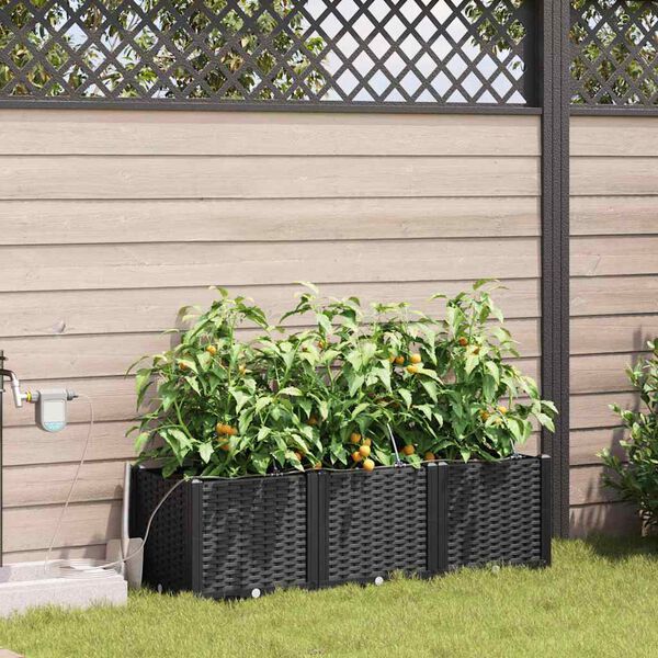 vidaXL Macetero de Jard&iacute;n 3 pcs Negro Acero