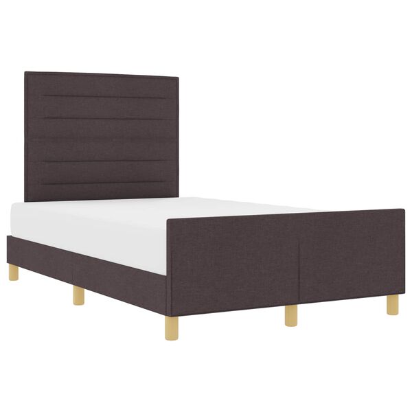 vidaXL Estructura de cama con cabecera Marr&oacute;n oscuro 140 x 200 cm tela