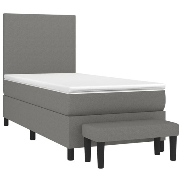 vidaXL Cama box spring con colch&oacute;n tela gris oscuro 80x200 cm