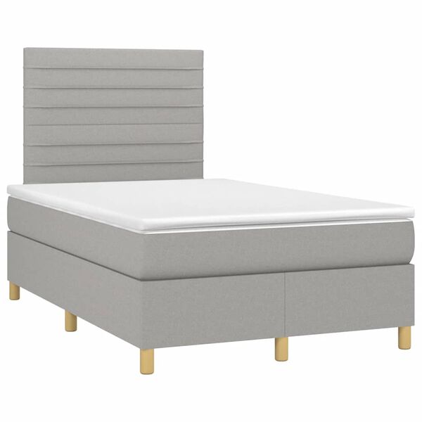 vidaXL Cama box spring con colch&oacute;n tela gris claro 120x190 cm