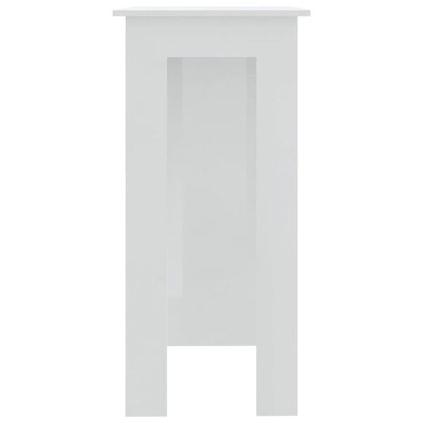vidaXL Mesa bar con estante contrachapada blanco brillo 102x50x103,5cm