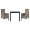 vidaXL Conjunto de Comedor de Jard&iacute;n con coj&iacute;n 3 pcs Gris