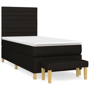vidaXL Cama box spring con colch&oacute;n tela negro 90x200 cm