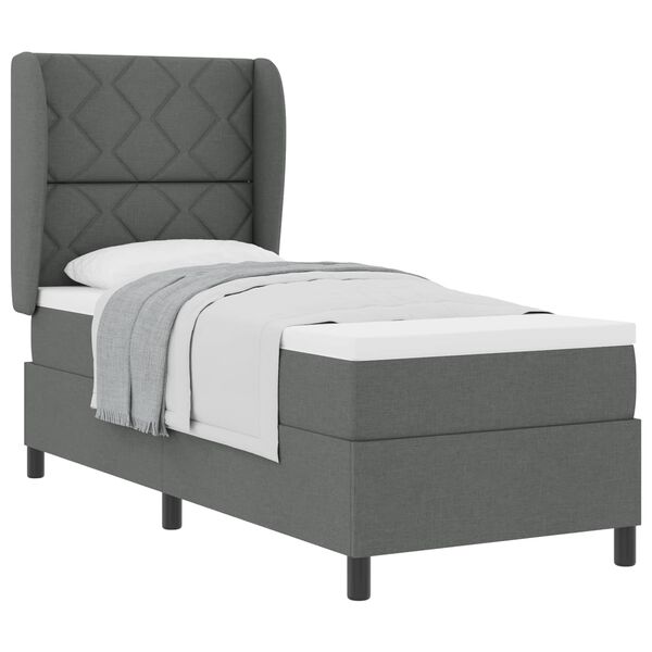 vidaXL Cama tipo Box Spring con colch&oacute;n Gris oscuro 80 x 200 cm tela