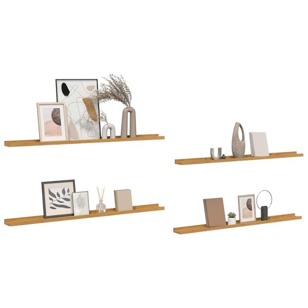 vidaXL Estante de pared con estante 4 pcs Beige 115 x 9 x 3 cm