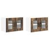 vidaXL Armario de vidrio para pared LUCCA 2 uds. Roble Ahumado