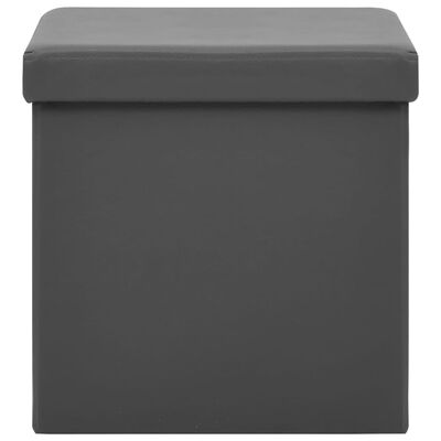 vidaXL Taburete con almacenaje plegable gris PVC
